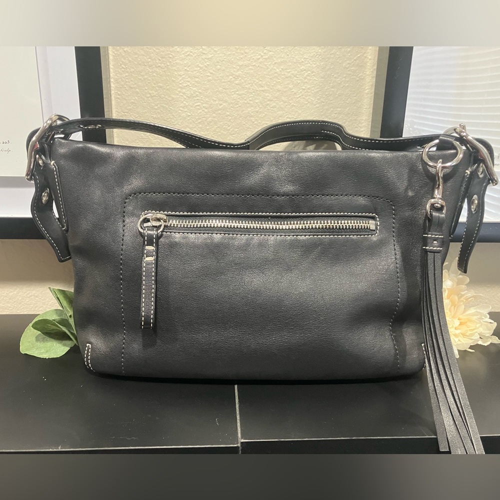 Coach black leather handbag